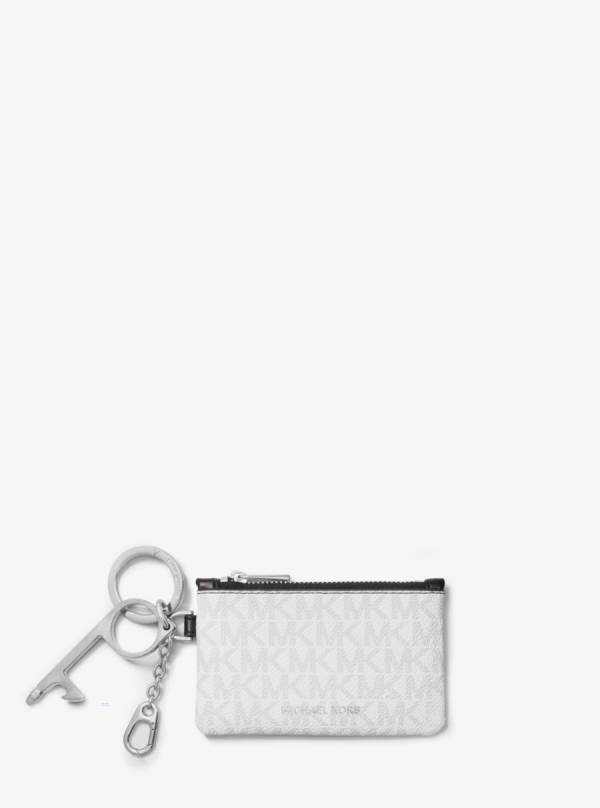 Panske Cestovné Tašky Michael Kors Logo Pouch and No Touch Keychain Set Biele - Tasky Michael Kors Slevy | XZWHA-9483
